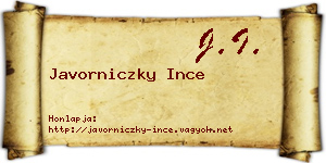 Javorniczky Ince névjegykártya